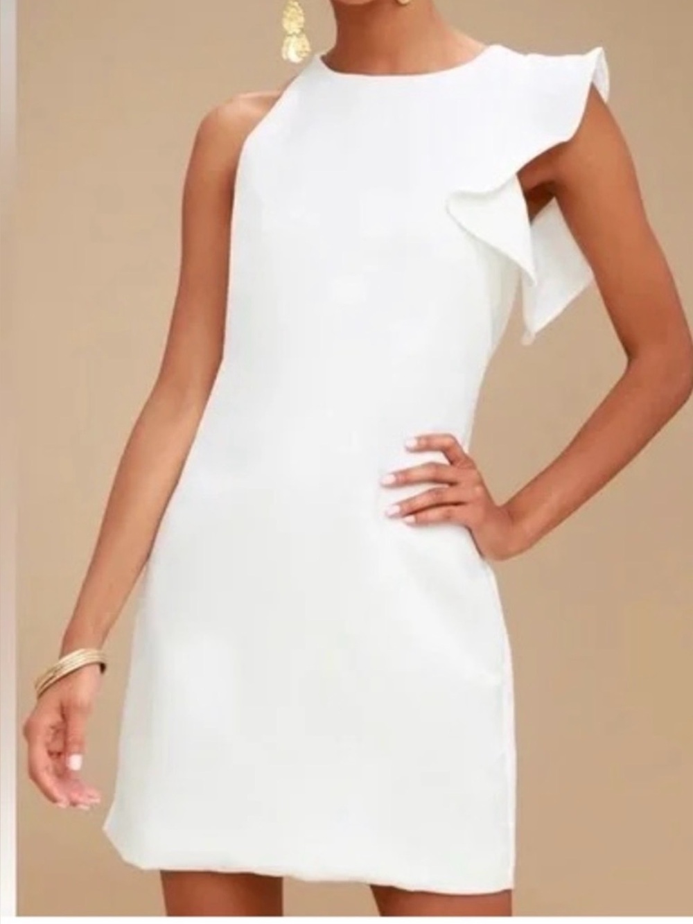 Lulus Dinah White One-Shoulder Dress - New with tags
